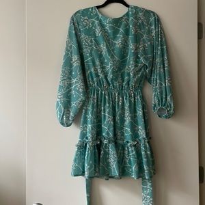 Teal long sleeve floral dress